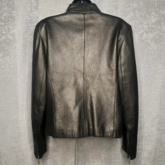 Vintage Wilsons Leather Black Zip-Up Jacket | Genuine Leather Moto Style - Picture 2 of 8